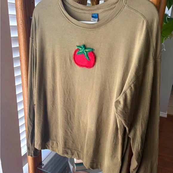 Olive Green Longsleeve with Red Tomato Patch - Picture 4 of 4